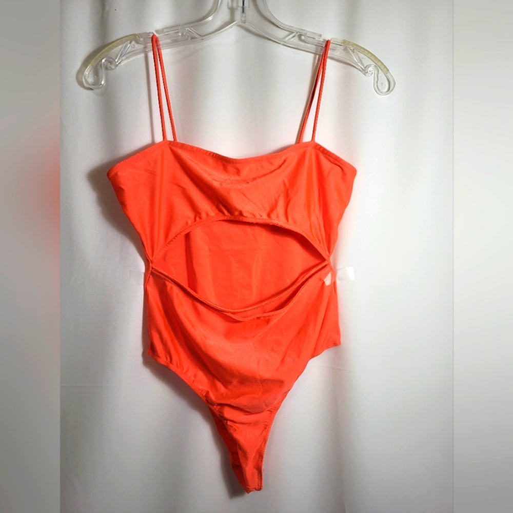 Forever 21 neon orange one piece swimsuit women's S  #1642